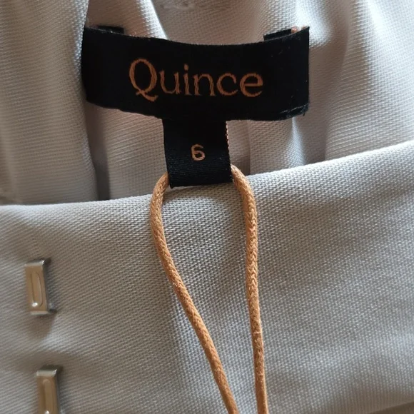 NEW Quince 28" Stretch Crepe Pleated Wide Leg Pants Short Inseam Sand Color - 6 - Picture 10 of 12